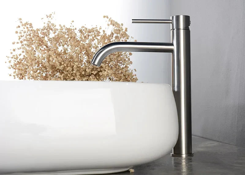 Vessel Faucet Tall Stainless Steel Single-Handle