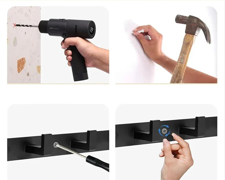 Wall Coat Rack Stainless Steel Space-Saving 3-5 Hooks