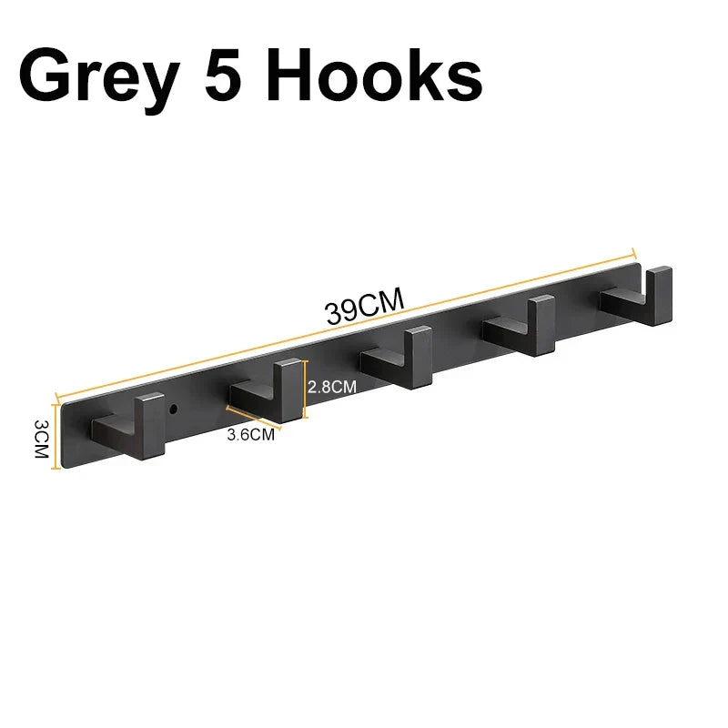 Wall Coat Rack Stainless Steel Space-Saving 3-5 Hooks