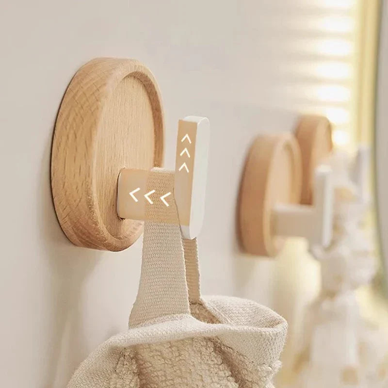 Wall Hook Organizer Solid Walnut No-Drill Mounting