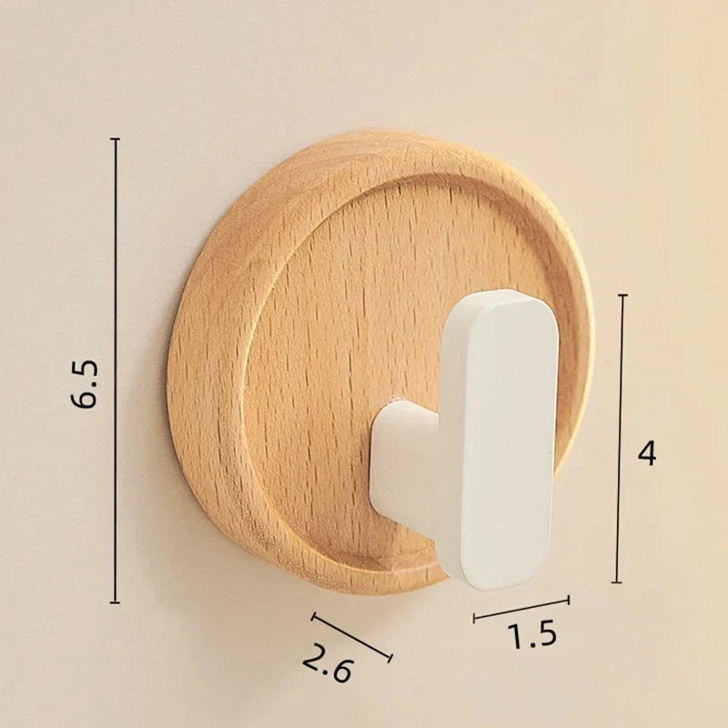 Wall Hook Organizer Solid Walnut No-Drill Mounting
