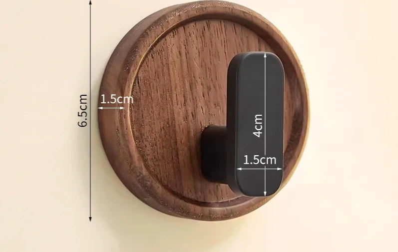 Wall Hook Organizer Solid Walnut No-Drill Mounting