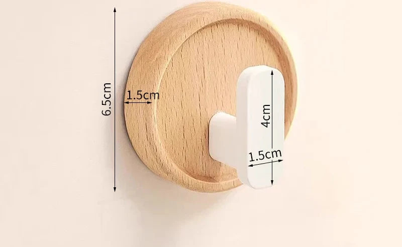 Wall Hook Organizer Solid Walnut No-Drill Mounting