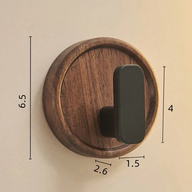 Wall Hook Organizer Solid Walnut No-Drill Mounting