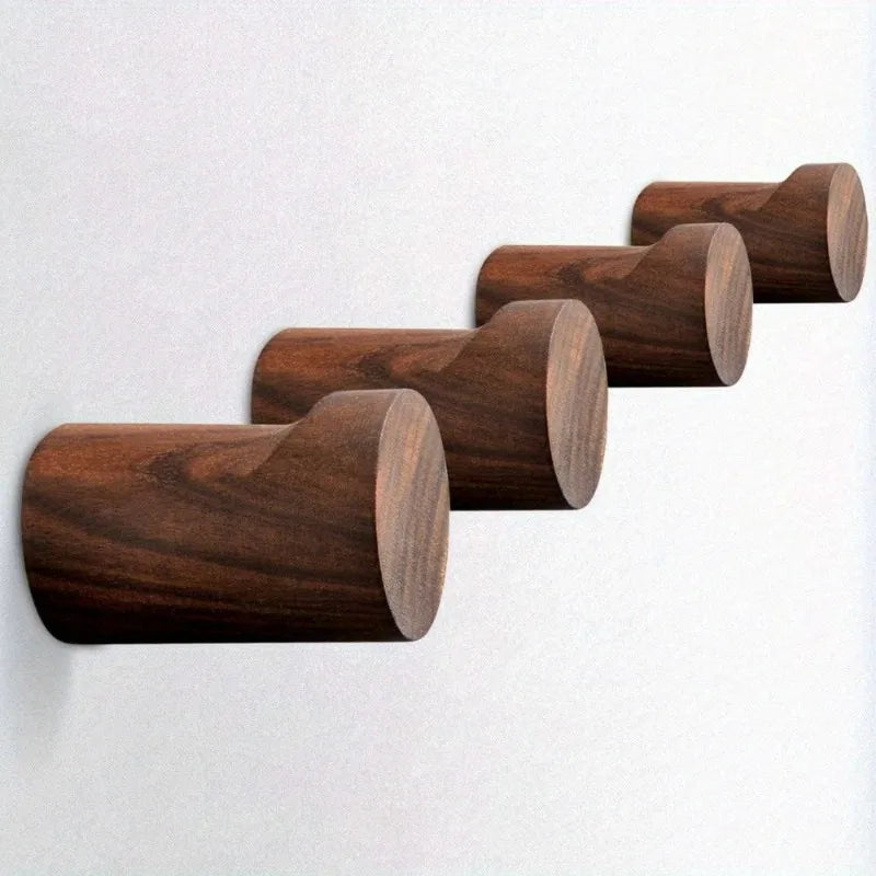 Wall Hook Solid Beech & Walnut 4 Piece Set
