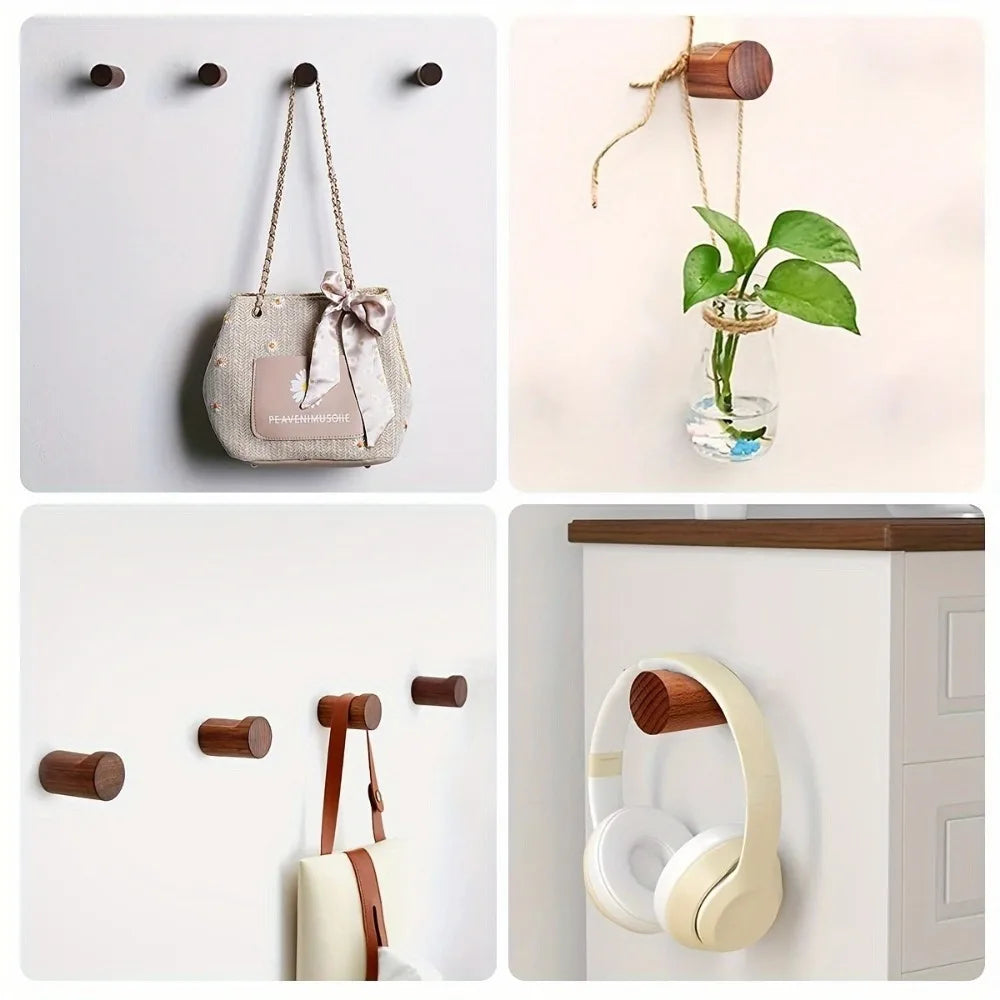 Wall Hook Solid Beech & Walnut 4 Piece Set