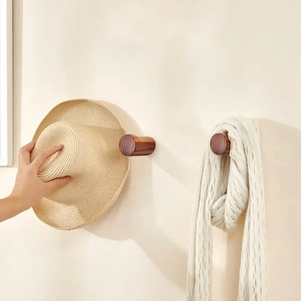 Wall Hook Solid Beech & Walnut 4 Piece Set