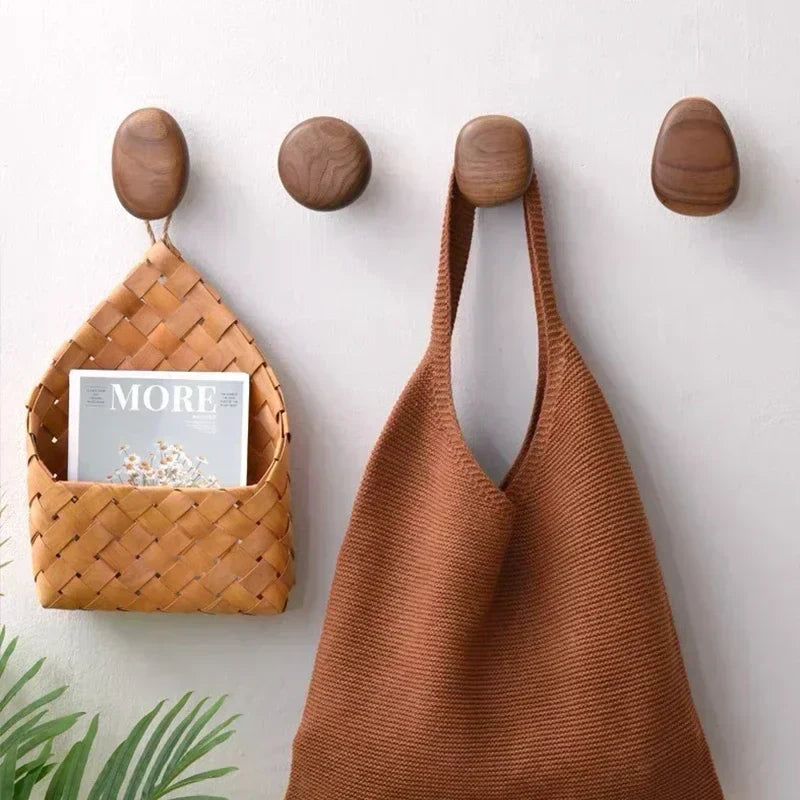 Wall Hook Solid Wood No-Drill Adhesive