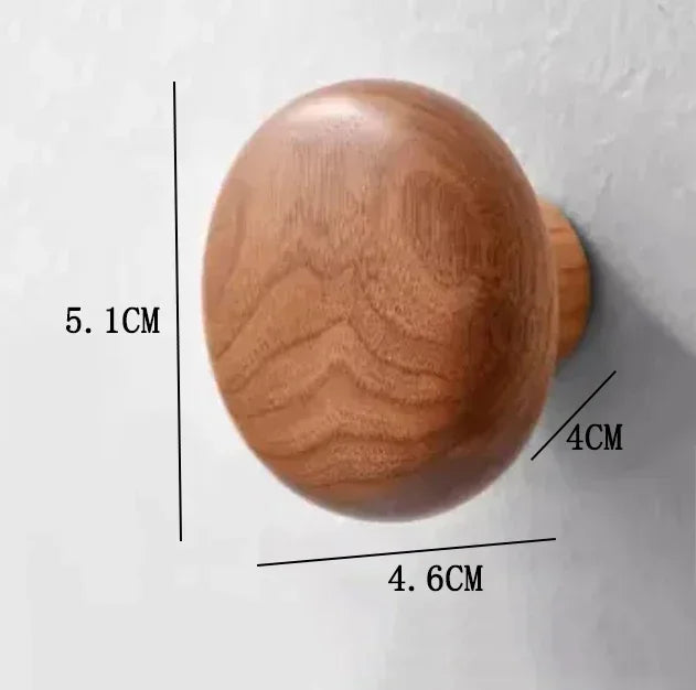 Wall Hook Solid Wood No-Drill Adhesive