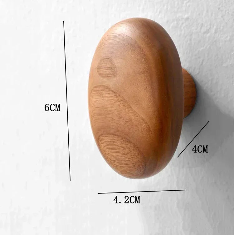 Wall Hook Solid Wood No-Drill Adhesive