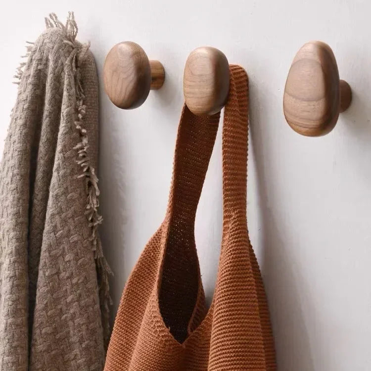 Wall Hook Solid Wood No-Drill Adhesive