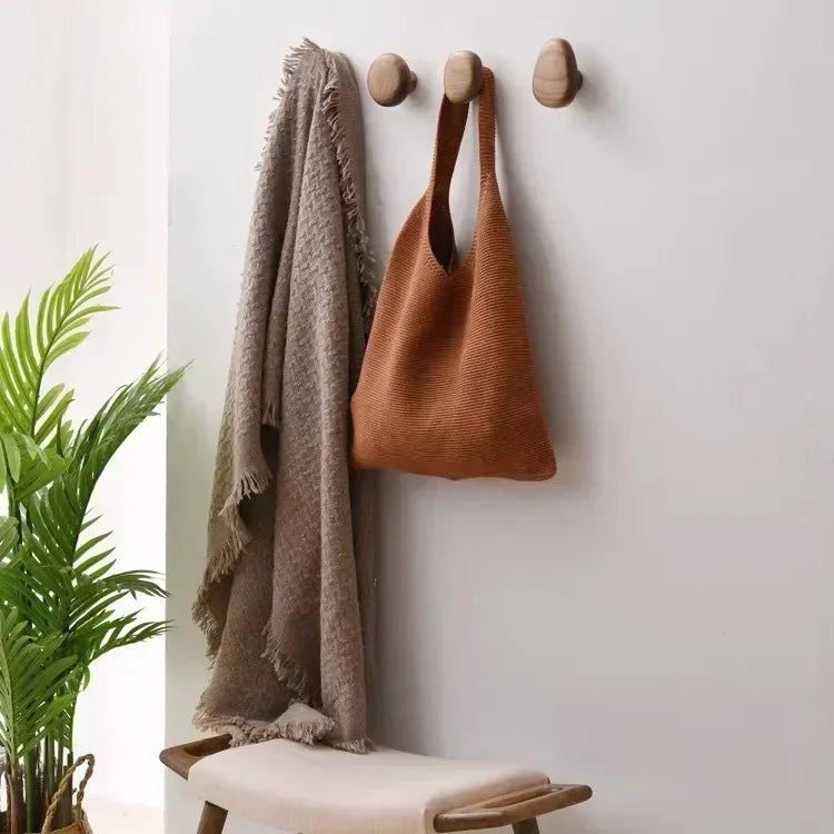 Wall Hook Solid Wood No-Drill Adhesive