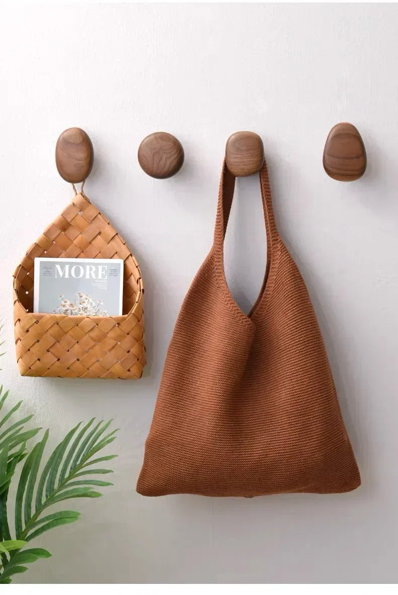 Wall Hook Solid Wood No-Drill Adhesive