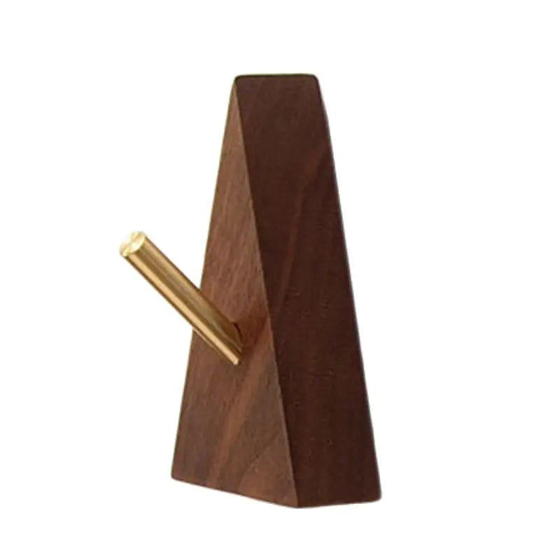 Wall Hook Triangular Solid Wood & Brass