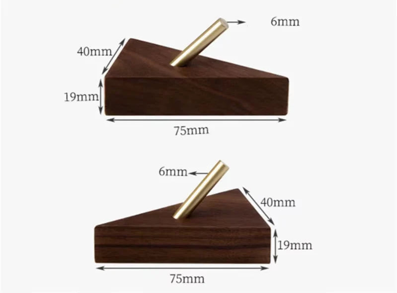 Wall Hook Triangular Solid Wood & Brass