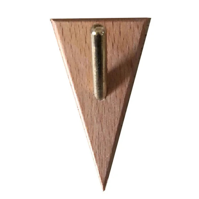 Wall Hook Triangular Solid Wood & Brass