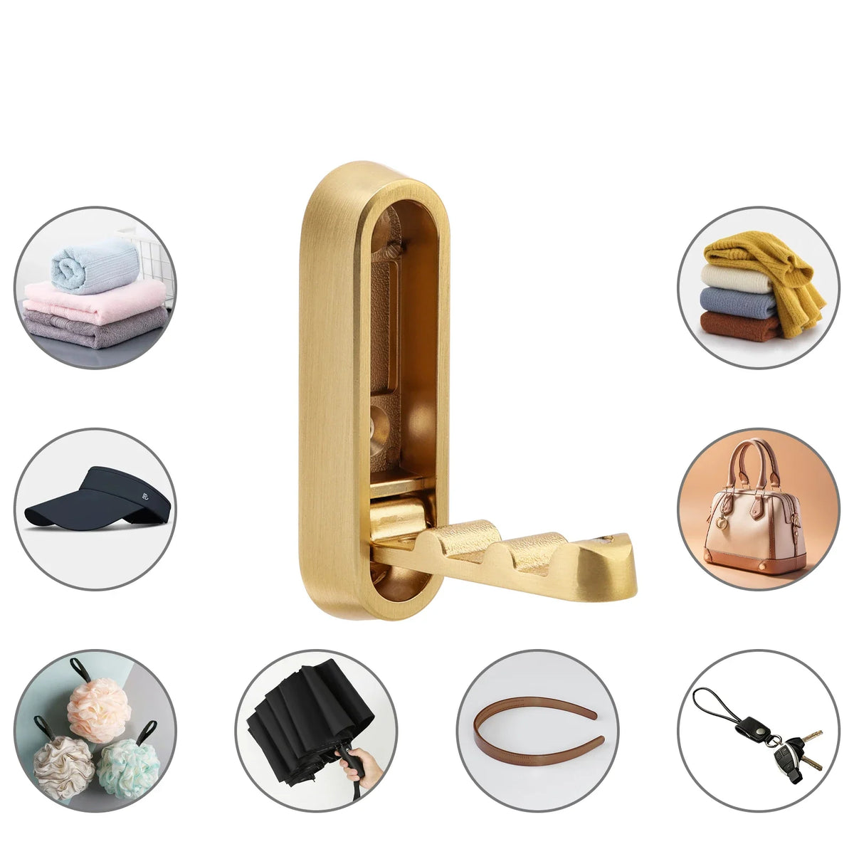 Wall Hooks Foldable Brushed Zinc Alloy