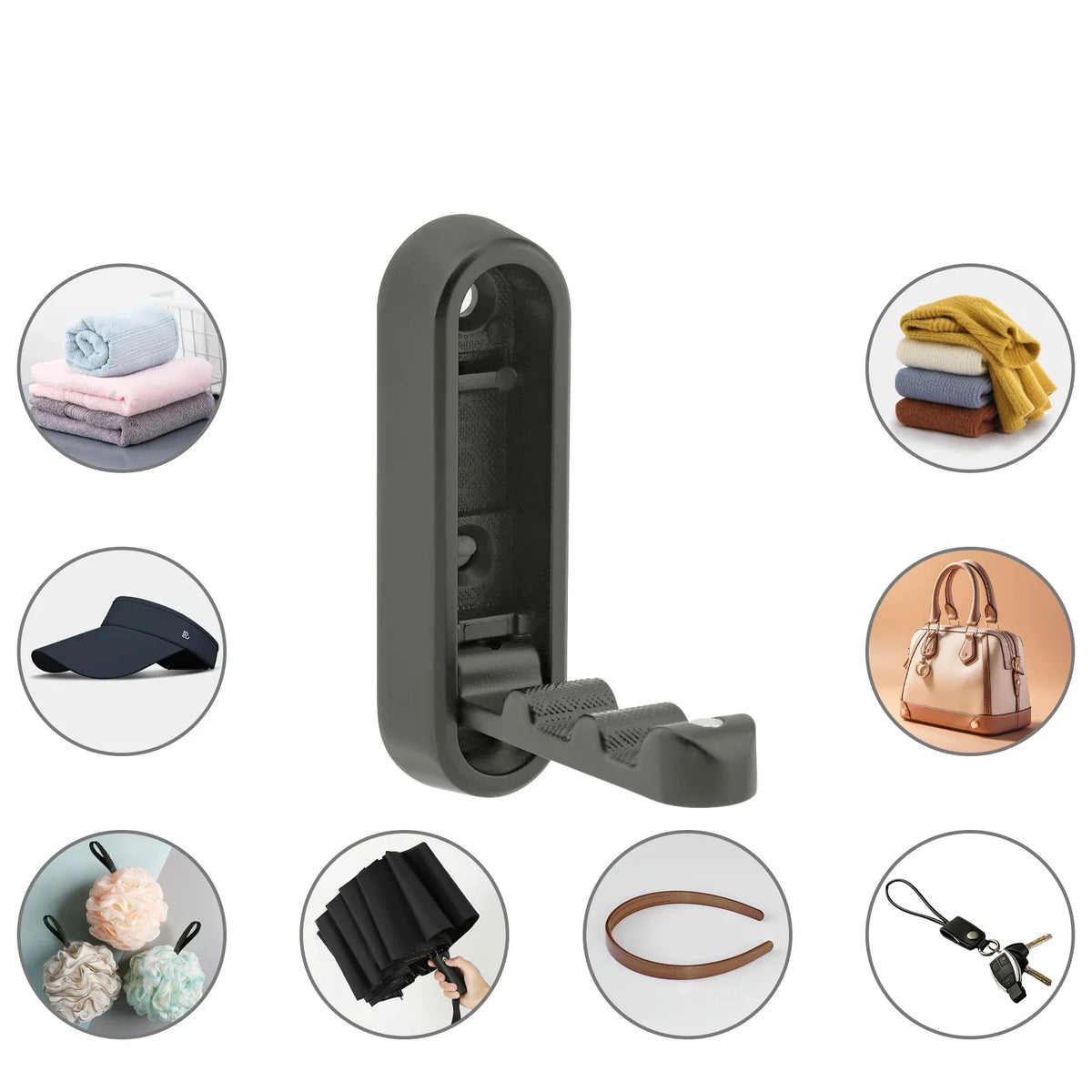 Wall Hooks Foldable Brushed Zinc Alloy