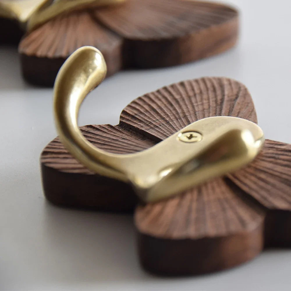 Wall Hooks Solid Walnut Butterfly No Drill