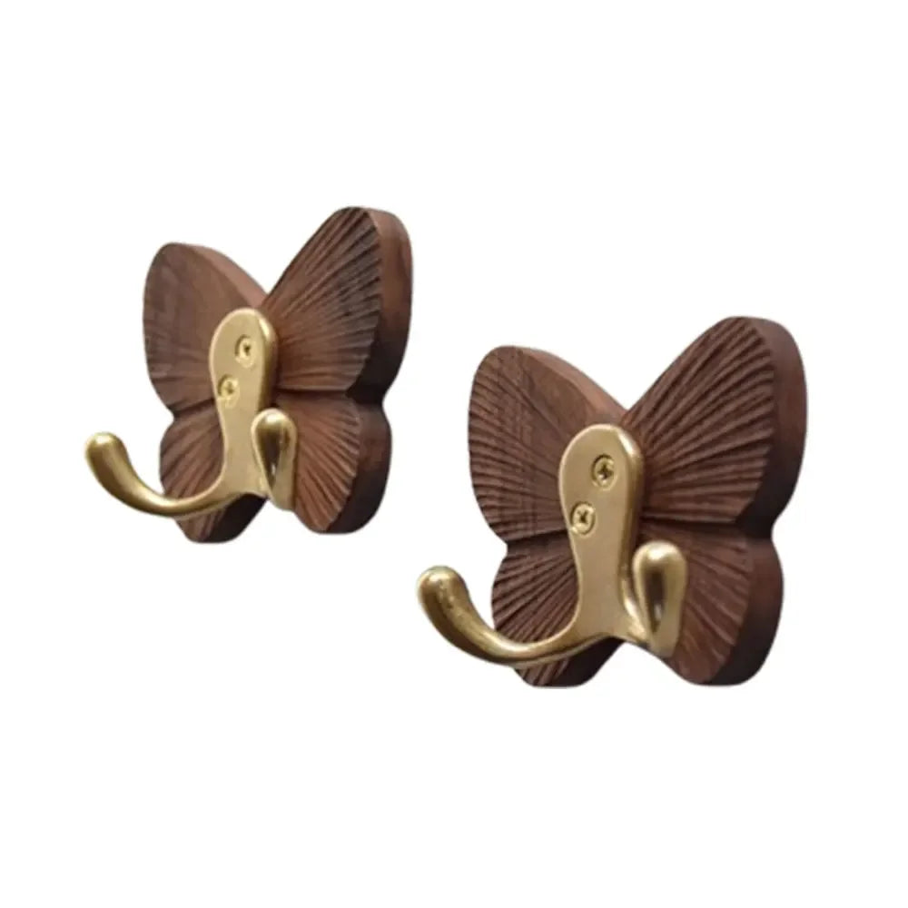 Wall Hooks Solid Walnut Butterfly No Drill