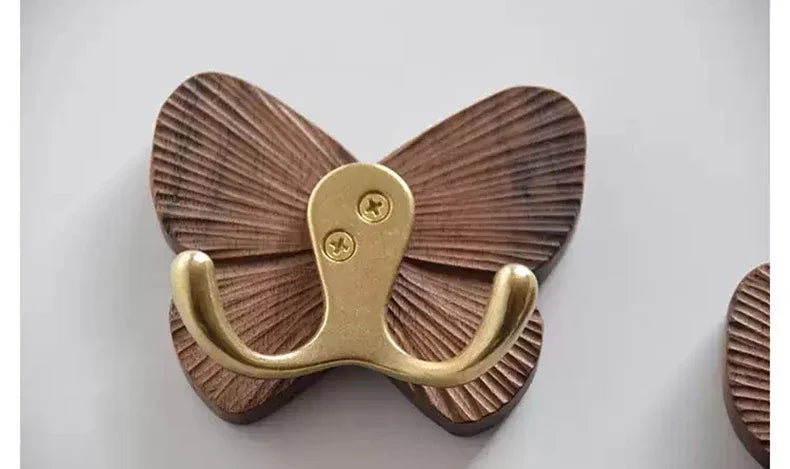 Wall Hooks Solid Walnut Butterfly No Drill
