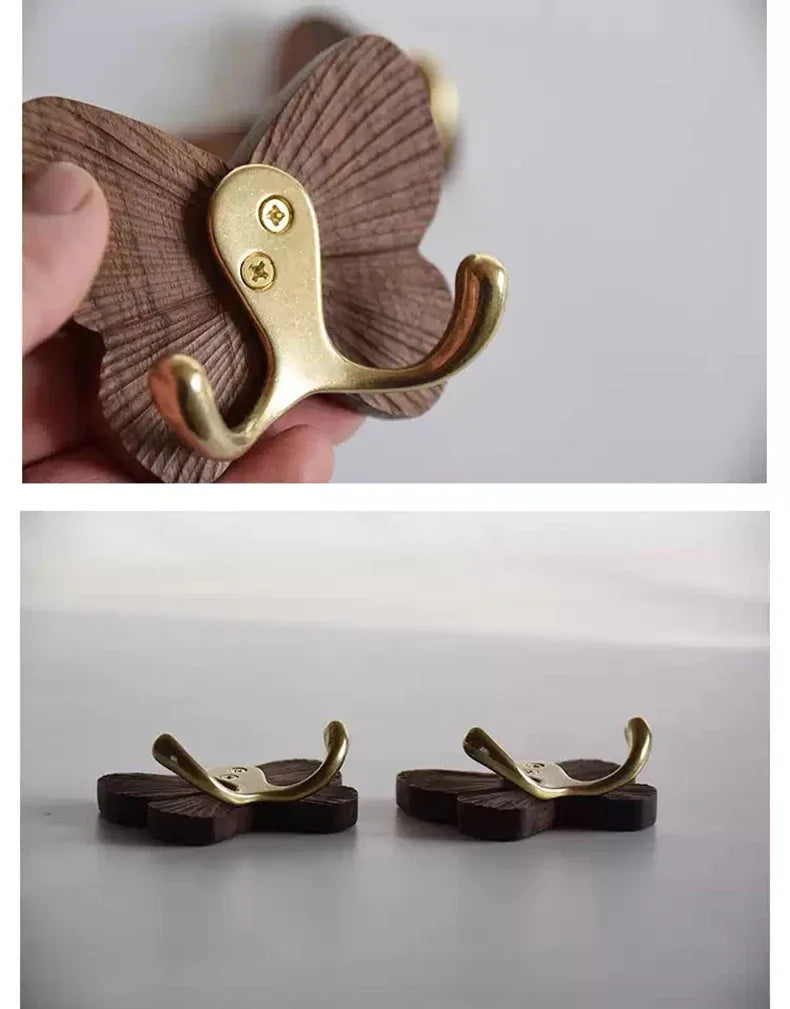 Wall Hooks Solid Walnut Butterfly No Drill