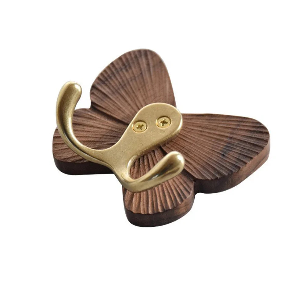 Wall Hooks Solid Walnut Butterfly No Drill