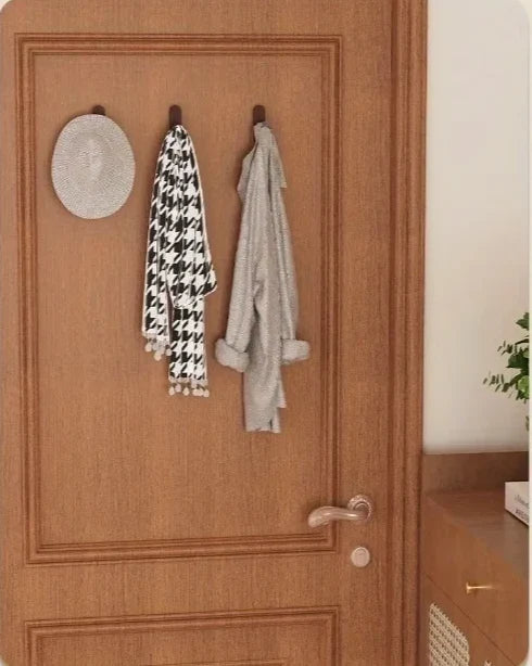 Wall Hooks Walnut Wood Self-Adhesive 2 Or 5 Pack