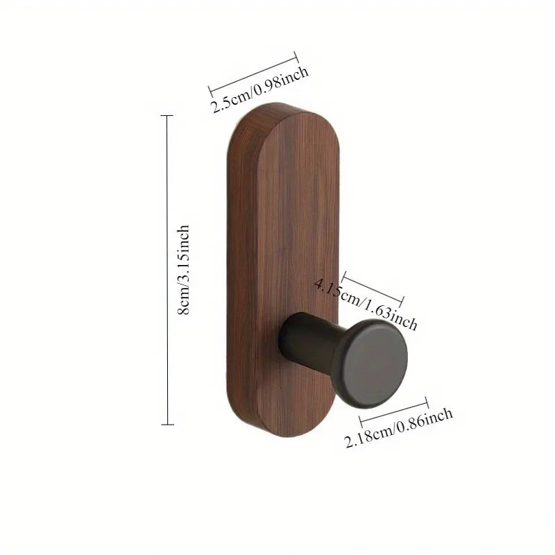 Wall Hooks Walnut Wood Self-Adhesive 2 Or 5 Pack