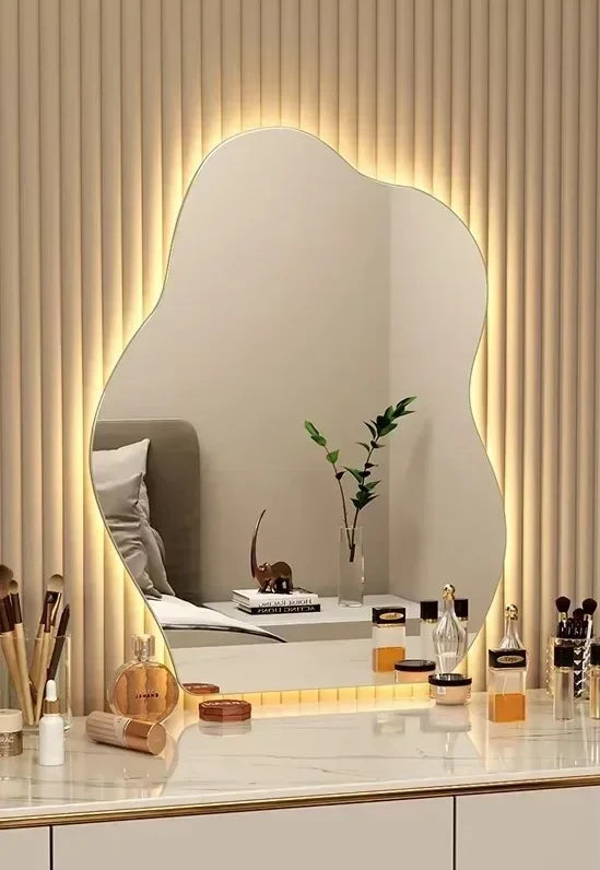 Wall Mirror Irregular Shape LED Warm Glow