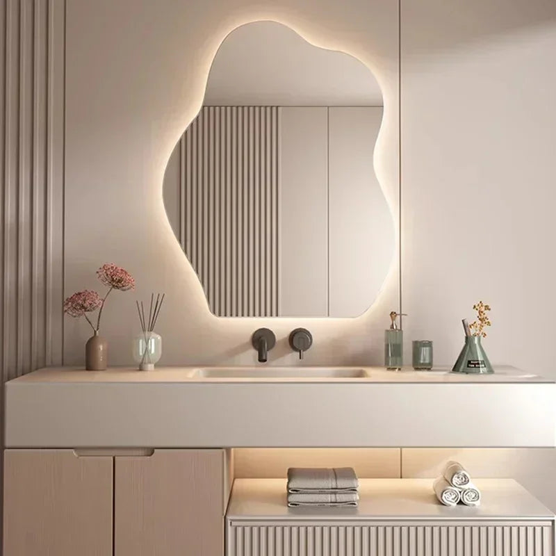 Wall Mirror Irregular Shape LED Warm Glow