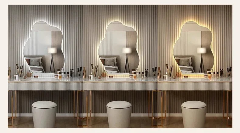 Wall Mirror Irregular Shape LED Warm Glow