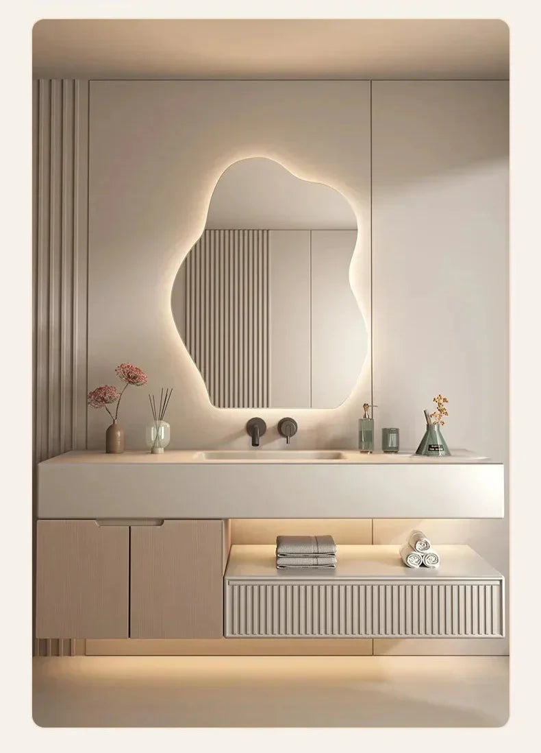 Wall Mirror Irregular Shape LED Warm Glow