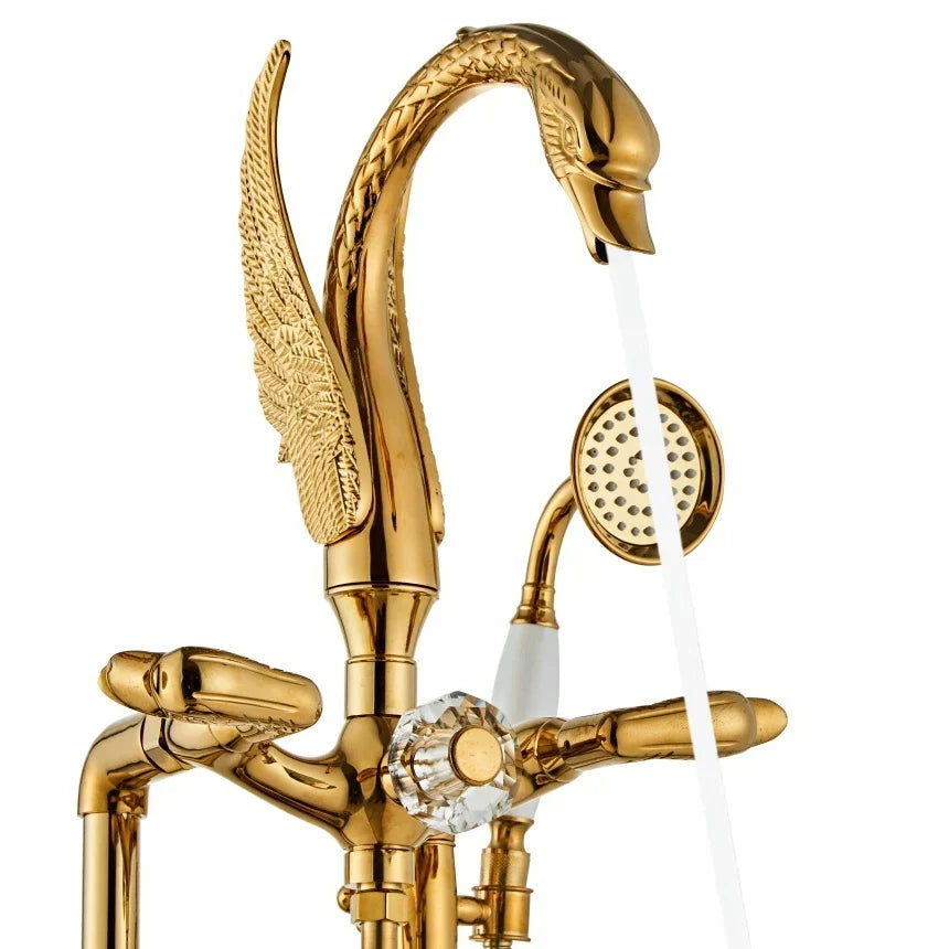 Wall-Mount Bath & Shower Faucet Dual Handle Solid Brass