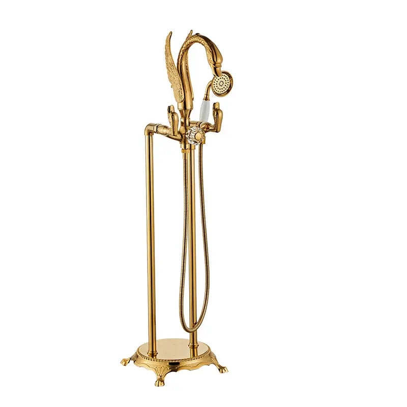 Wall-Mount Bath & Shower Faucet Dual Handle Solid Brass