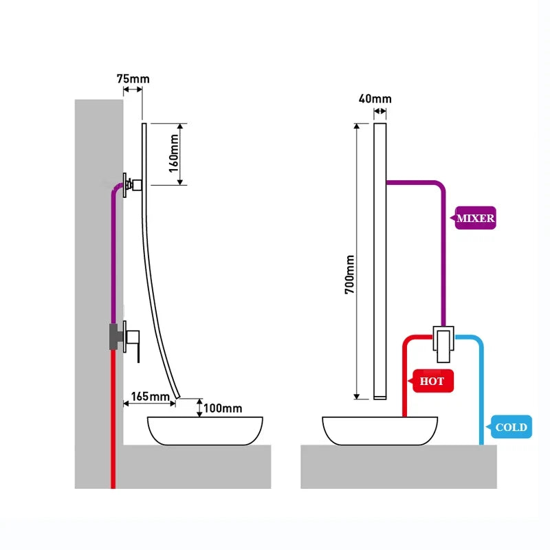 Wall-Mount Bathroom Faucet Single-Lever Ceramic Disc Valve
