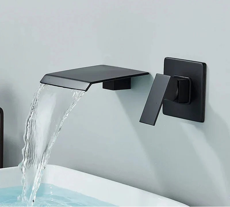 Wall-Mount Bathroom Faucet Waterfall Spout & Single-Lever