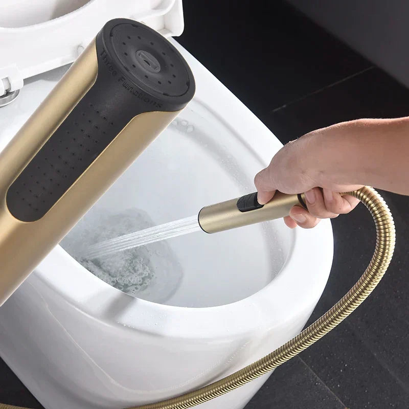 Wall-Mount Bidet Faucet 3-in-1 Solid Brass Handheld Sprayer