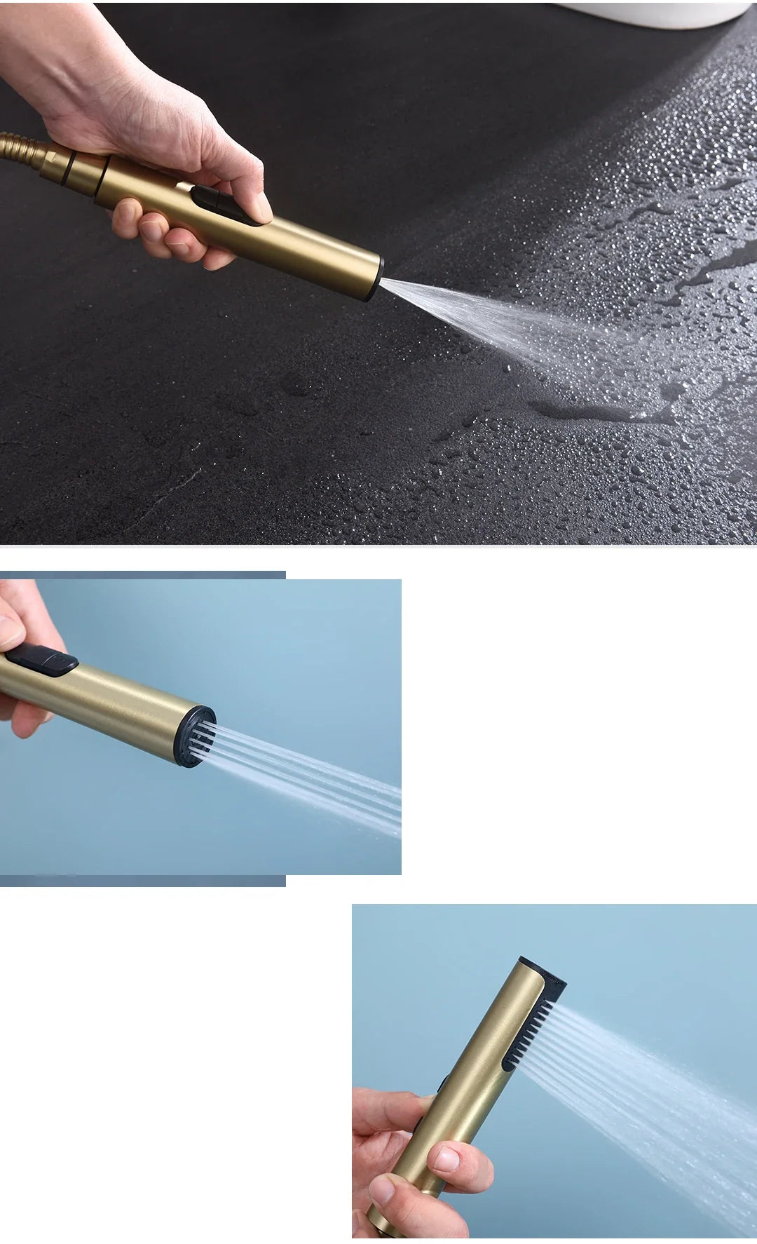 Wall-Mount Bidet Faucet 3-in-1 Solid Brass Handheld Sprayer