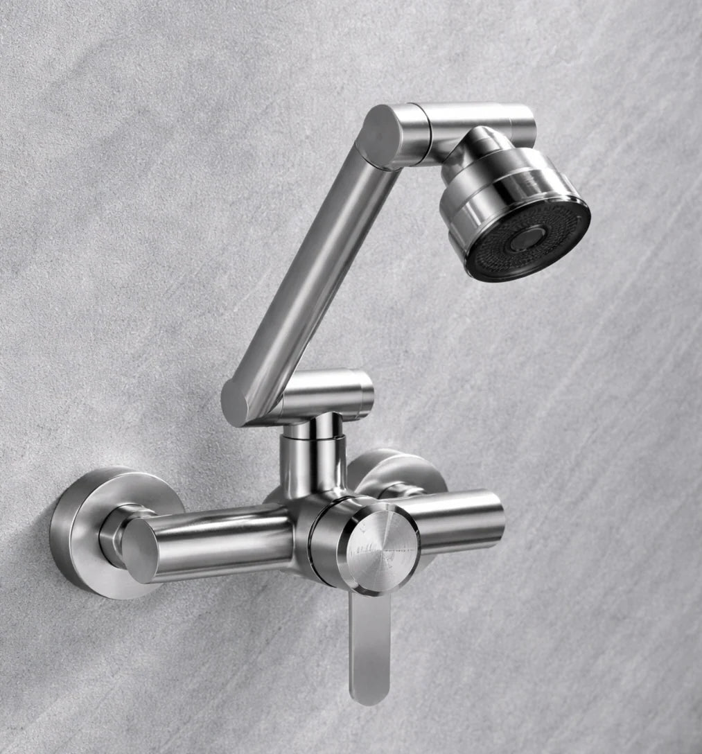 Wall-Mount Faucet 4 Spray Modes 360 Degree Swivel