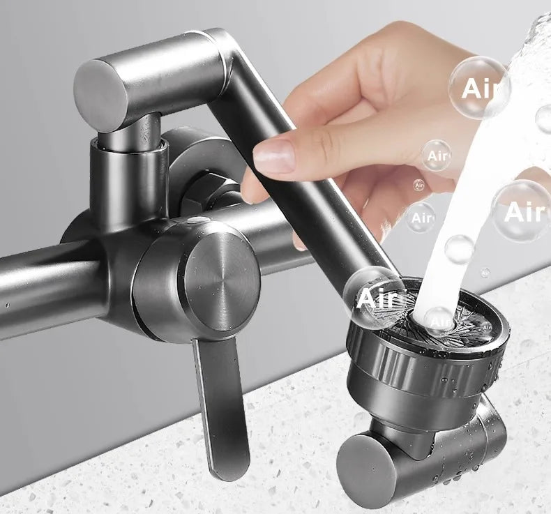 Wall-Mount Faucet 4 Spray Modes 360 Degree Swivel