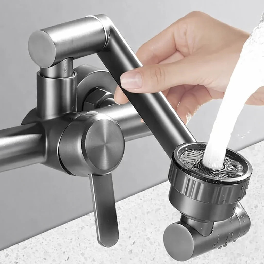 Wall-Mount Faucet 4 Spray Modes 360 Degree Swivel