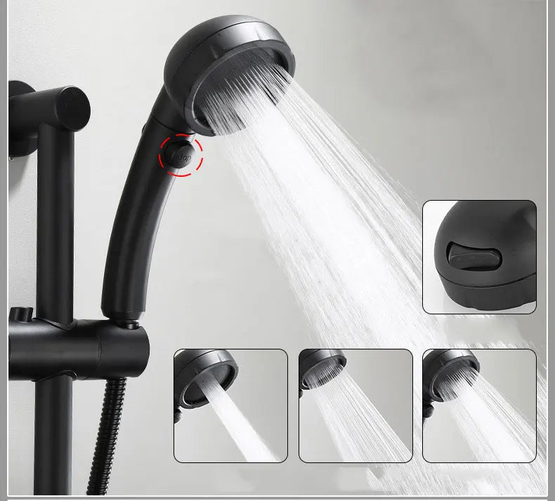 Wall-Mount Faucet Black Brass 360° Swivel & Side Sprayer