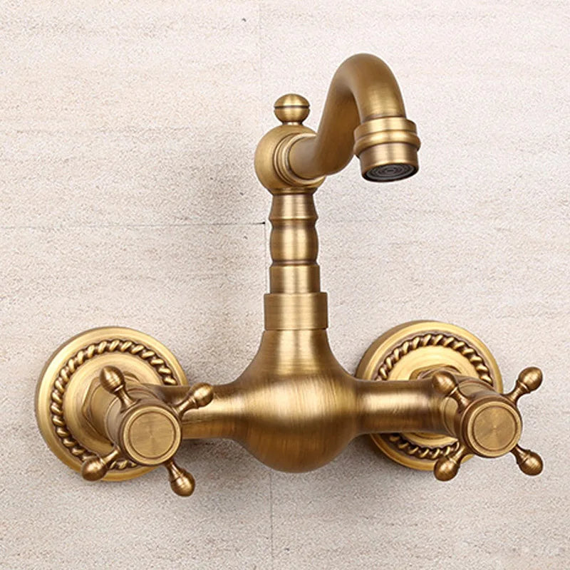 Wall-Mount Faucet Solid Brass 360 Degree Swivel Spout