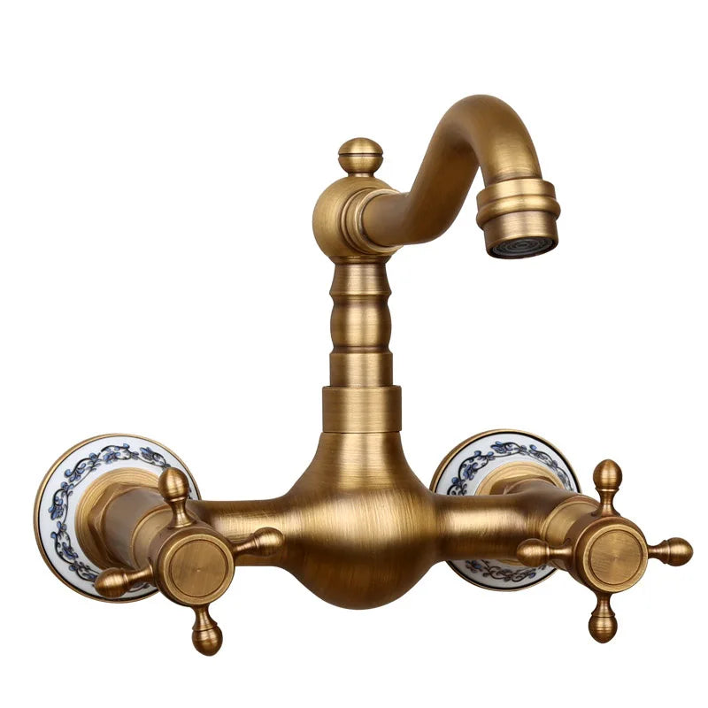 Wall-Mount Faucet Solid Brass 360 Degree Swivel Spout