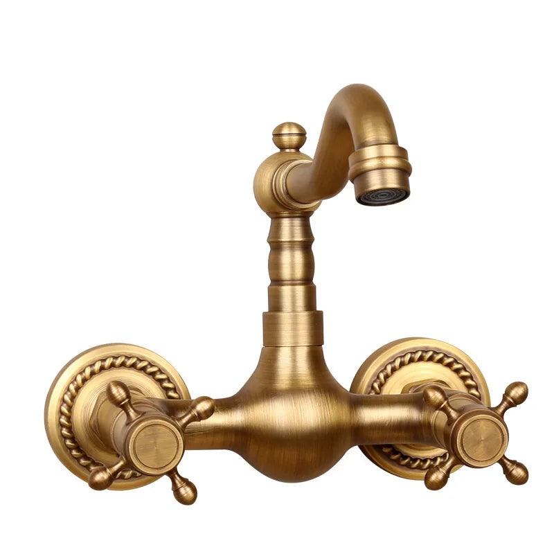 Wall-Mount Faucet Solid Brass 360 Degree Swivel Spout