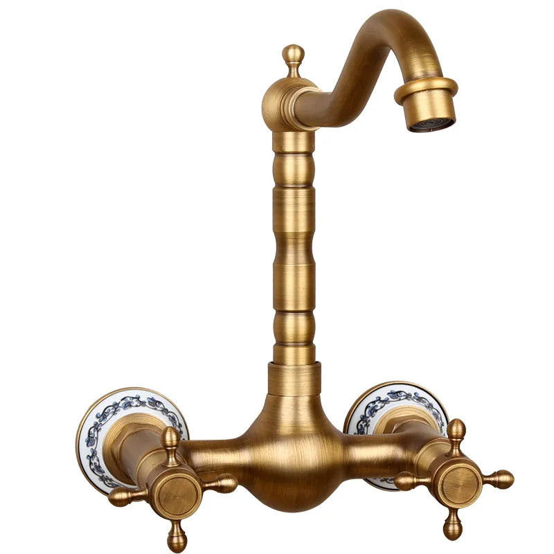 Wall-Mount Faucet Solid Brass 360 Degree Swivel Spout