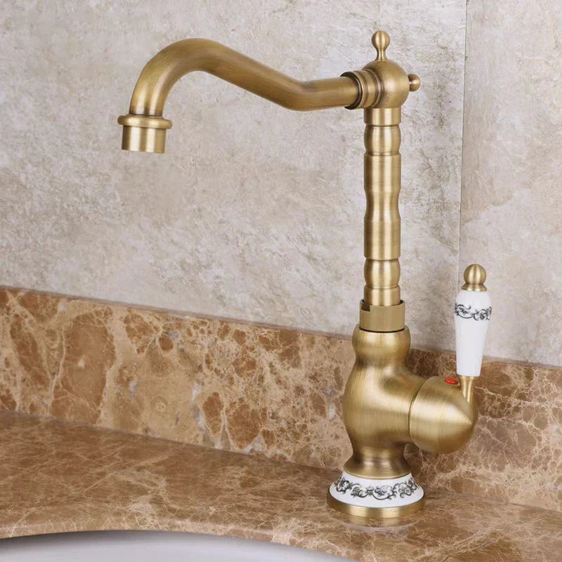 Wall-Mount Faucet Solid Brass Ceramic Disc & 360° Swivel