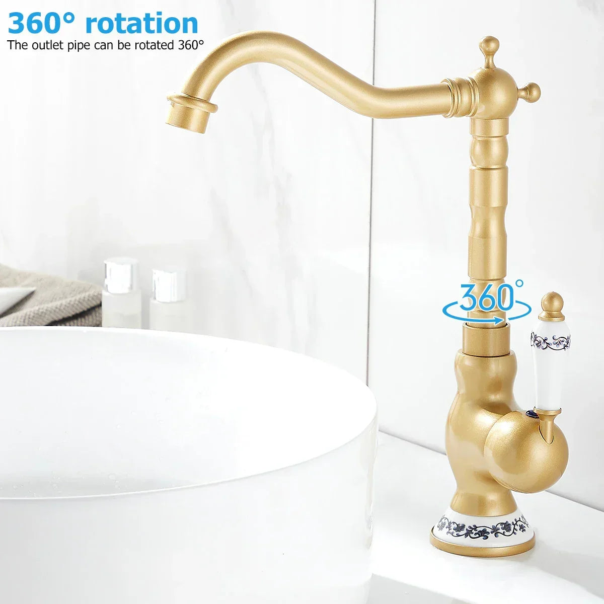 Wall-Mount Faucet Solid Brass Ceramic Disc & 360° Swivel