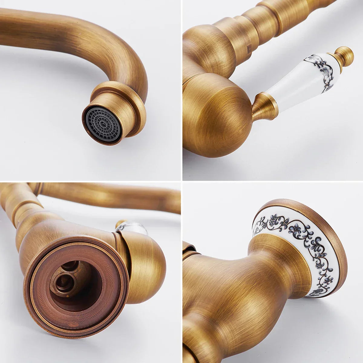 Wall-Mount Faucet Solid Brass Ceramic Disc & 360° Swivel